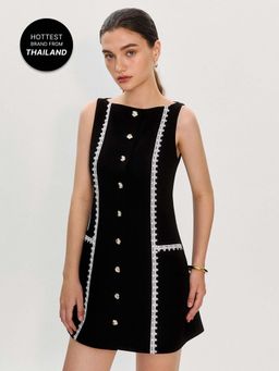 Pomelo - x Janesuda Contrast Trim Lace Dress - Black