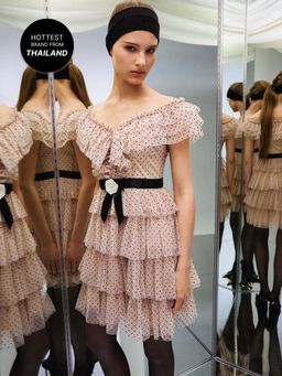 Pomelo - Ruffled Polka Dot Dress - Light Pink