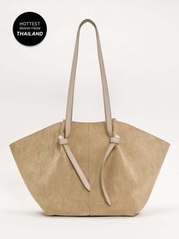 Pomelo - Suede Tote Bag - Beige