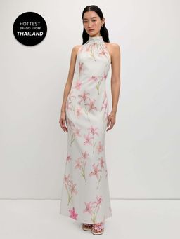 Pomelo - Floral Halter Tie Maxi Dress - Print