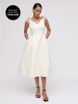 Pomelo - Twist-Detail Dress with Hardware - Ivory