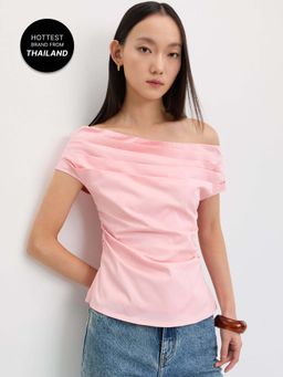Pomelo - Off-Shoulder Ruched Top - Pink