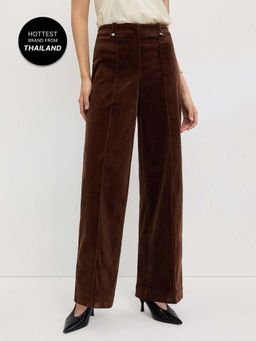 Pomelo - Corduroy Wide-Leg Pants - Brown