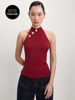 Pomelo - Asymmetrical Halter Top - Red