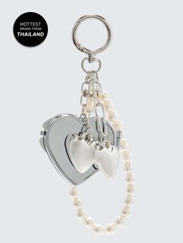 Pomelo - Heart-Shaped Mirror Keychain - Metallic