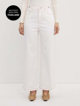 Pomelo - High Waist Straight Leg Jeans - White