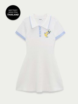 Pomelo - Polo Collar Mini Dress - White