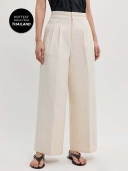 Pomelo - Pleated Wide Leg Pants - White