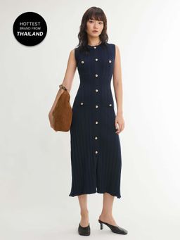 Pomelo - Sleeveless Knit Dress - Navy Blue