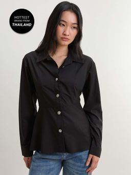 Pomelo - Tailored Button Up Shirt - Black