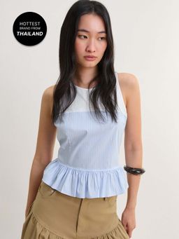 Pomelo - Square Neck Ribbed Top - Blue
