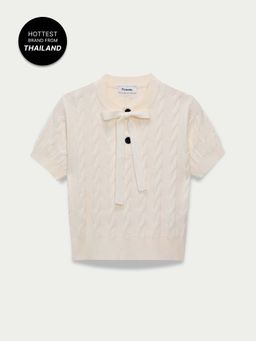 Pomelo - Ribbed Square Neck Knitted Tank Top - Ivory
