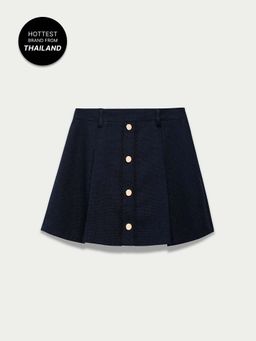 Pomelo - High Waist Tailored Skort - Navy Blue