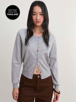 Pomelo - Knit Button Cardigan - Grey