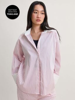 Pomelo - Ruffle Trim Button Down Shirt - Pink