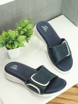 Carlton London - Women Navy Blue Color Comfortable Slip On Sliders