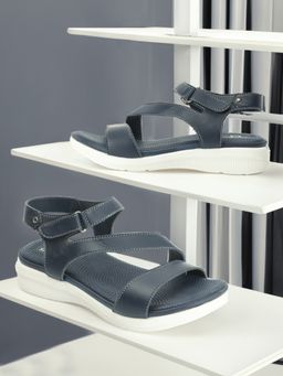 Carlton London - Women Navy Blue Color Comfortable Backstrap Sandals