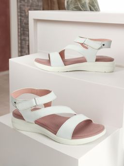 Carlton London - Women White Color Comfortable Backstrap Sandals