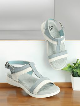 Carlton London - Women Sky Blue & White Color Comfortable Backstrap Sandals