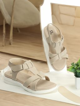 Carlton London - Women Beige Color Comfortable Backstrap Sandals