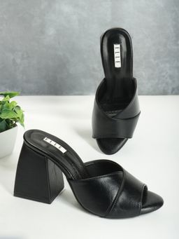 ELLE - Womens Fashionable Black Color Slip On Sandals