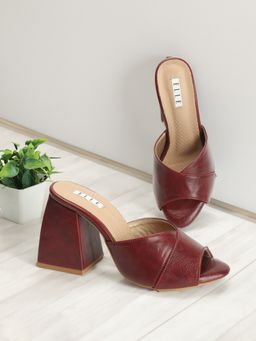 ELLE - Womens Fashionable Cherry Color Slip On Sandals