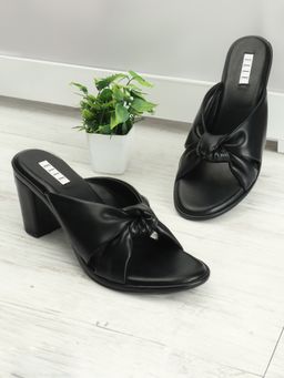 ELLE - Womens Fashionable Black Color Slip On Sandals