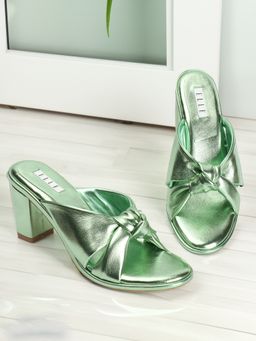 ELLE - Womens Fashionable Green Color Slip On Sandals