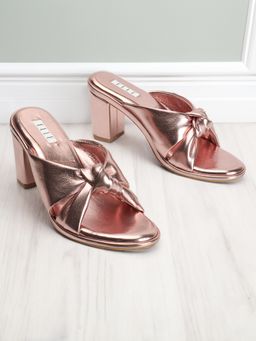 ELLE - Womens Fashionable Rose Gold Color Slip On Sandals
