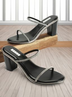 ELLE - Womens Black Color Slip On Sandals
