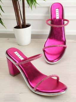 ELLE - Womens Pink Color Slip On Sandals