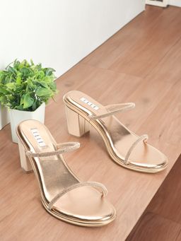 ELLE - Womens Rose Gold Color Slip On Sandals