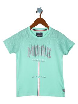 Monte Carlo - Boys Cotton Blend Printed Sea Green T-Shirt