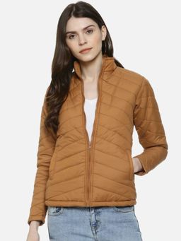 Campus Sutra - Brown Stylish Solid Bomber Jacket