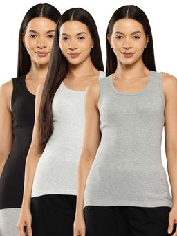 Leading Lady - Cotton Multi-Colour Thermal Sleeveless Tank Top (Pack Of 3)