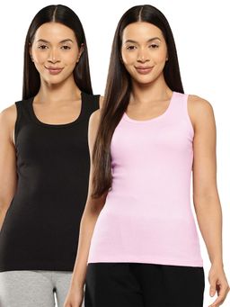 Leading Lady - Cotton Multi-Colour Thermal Sleeveless Tank Top (Pack Of 2)