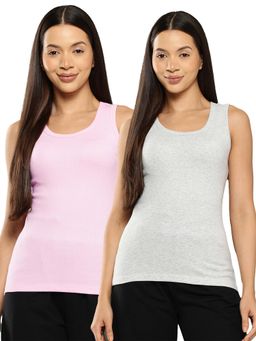 Leading Lady - Cotton Multi-Colour Thermal Sleeveless Tank Top (Pack Of 2)