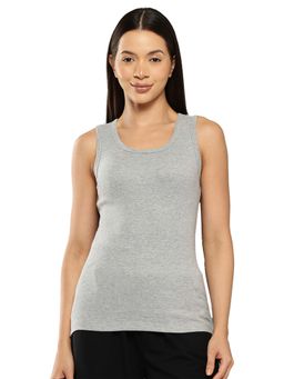 Leading Lady - Cotton Grey Thermal Sleeveless Tank Top Round Neck