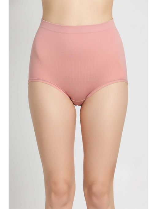 Zivame Pink High Rise Full Coverage Tummy Tucker Hipster