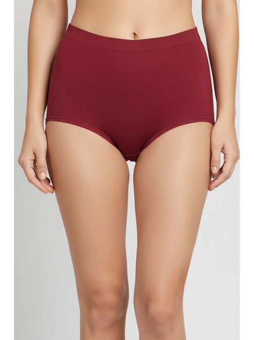 Zivame Maroon High Rise Full Coverage Tummy Tucker Hipster