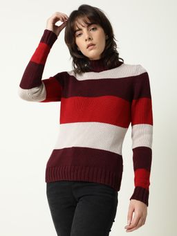 RAREISM - Maroon Colorblock Sweater