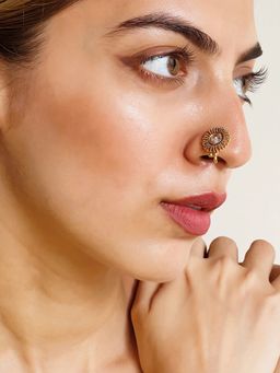 Azai by Nykaa Fashion - Gold Plated Patterned Nose Ring