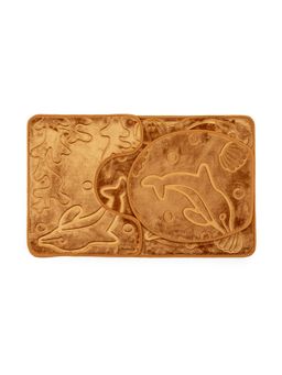 EZ Life - Luxe Sea Life Rashe Emboss 3 Piece Bathroom Mats Set L 80 x W 50 cms Gold Brown