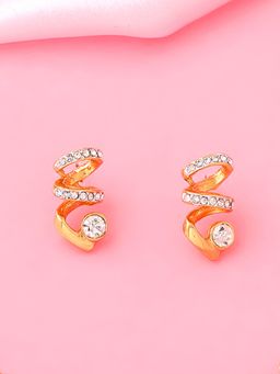 Estele - Gold Plated Spiral Designer Earrings with Crystals for Women