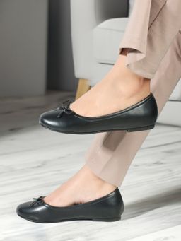 ELLE - Womens Fashionable Black Solid Ballerinas