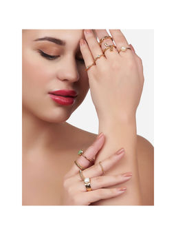 Zaveri Pearls - Gold Tone Contemporary Classy Stackable Ring (Set of 10)
