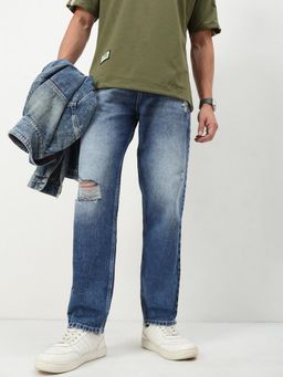 SHOWOFFFF - Men Blue Straight Fit Jeans