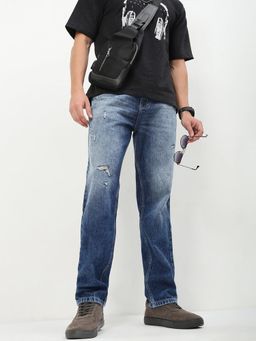 SHOWOFF - Men Blue Solid Straight Fit Jeans