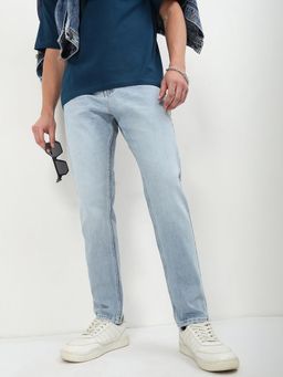 SHOWOFF - Men Light Blue Straight Fit Jeans