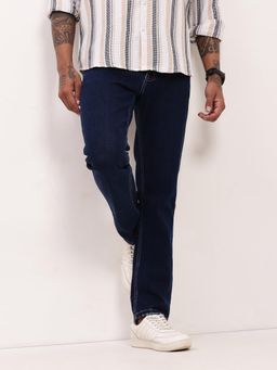 SHOWOFF - Men Navy Blue Solid Straight Fit Jeans